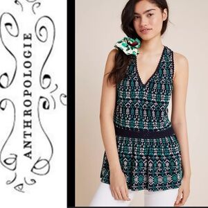Anthropologie Blue Peplum Sleeveless Tank Top